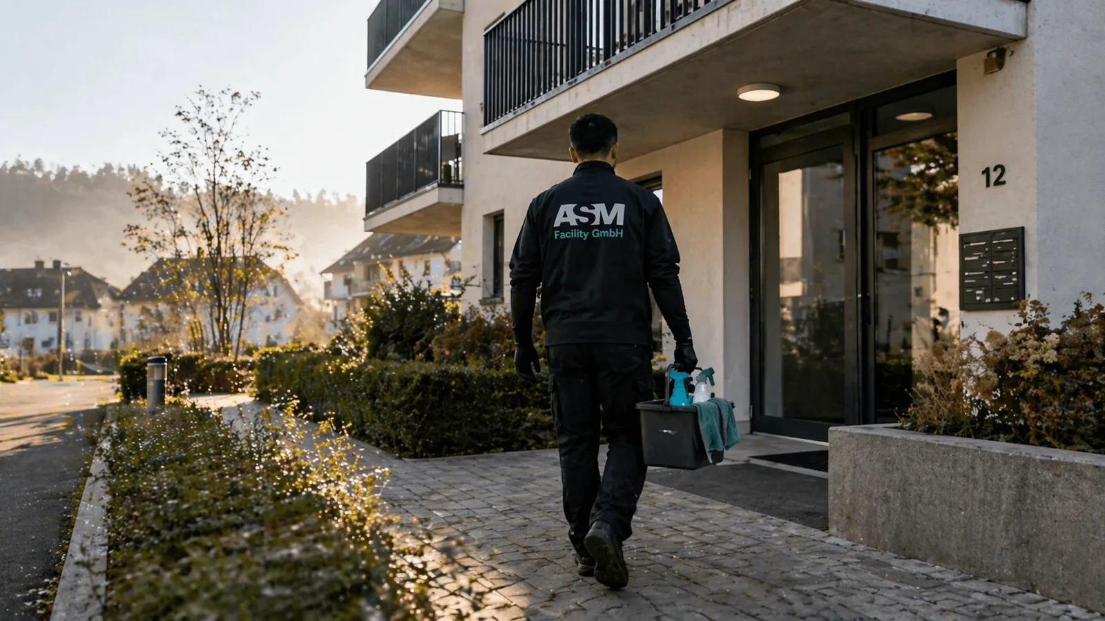 ASM Mitarbeiter vor der Liegenschaft